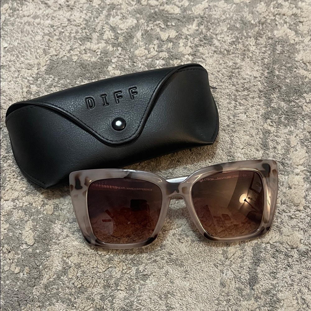 DIFF Square Sunglasses in Tortoise Gray
